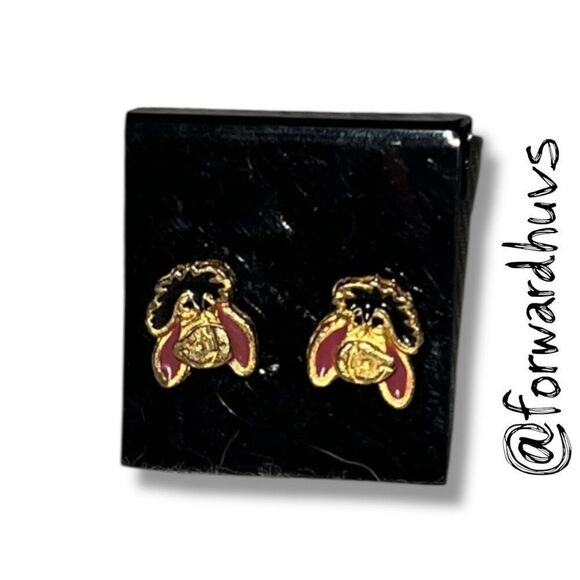 Vintage Enamel Eeyore Stud Earrings – 1/4” Wide - Picture 6 of 7